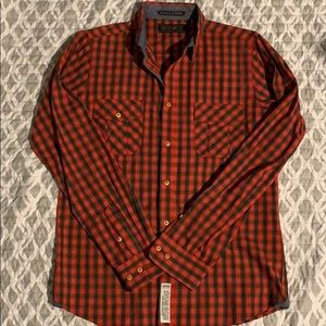 Akoo & Co Orange Plaid Button Down Shirt - Medium